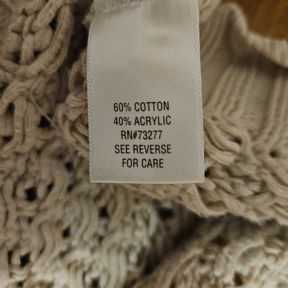 APT.9 Women's Open Knit Cap Sleeve Sweater Top Beige Medium Boho Chunky Textured - Picture 4 of 6